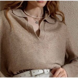 Commense Beige Collared Sweater